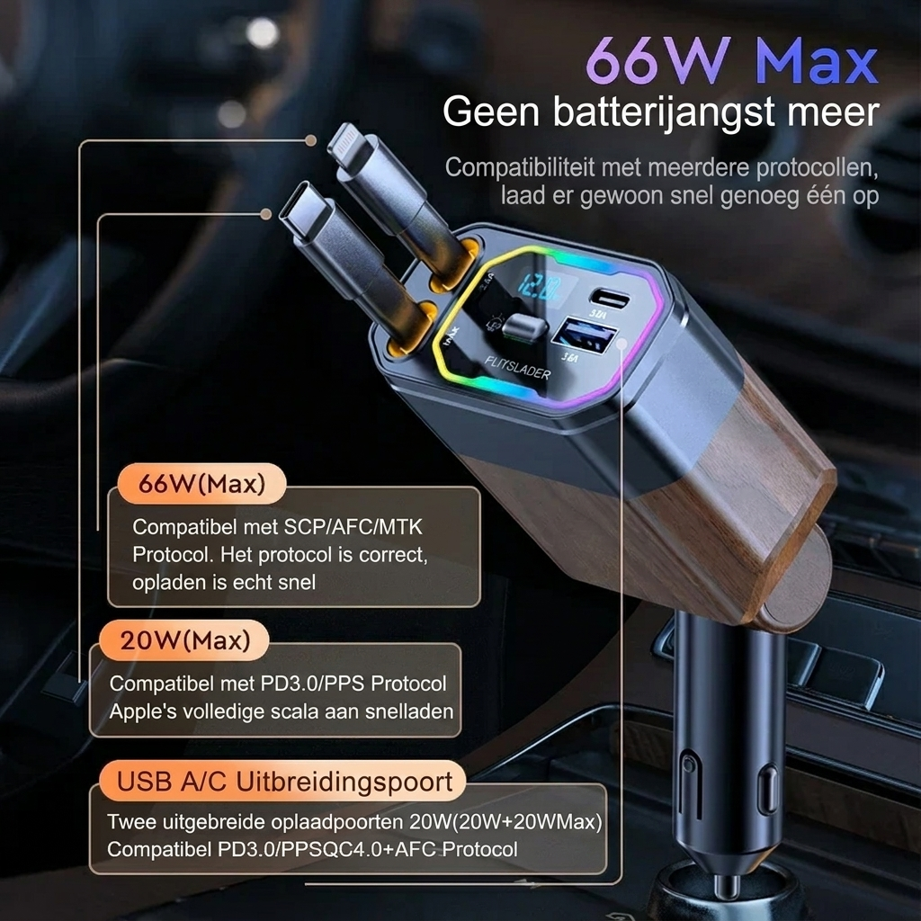 120W 4-in-1 Foldable Car Charger