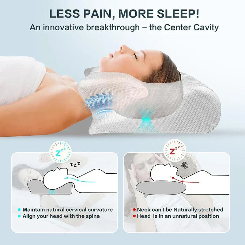 2-in-1 Memory Foam Neck Support Pillow with Ergonomic Contour