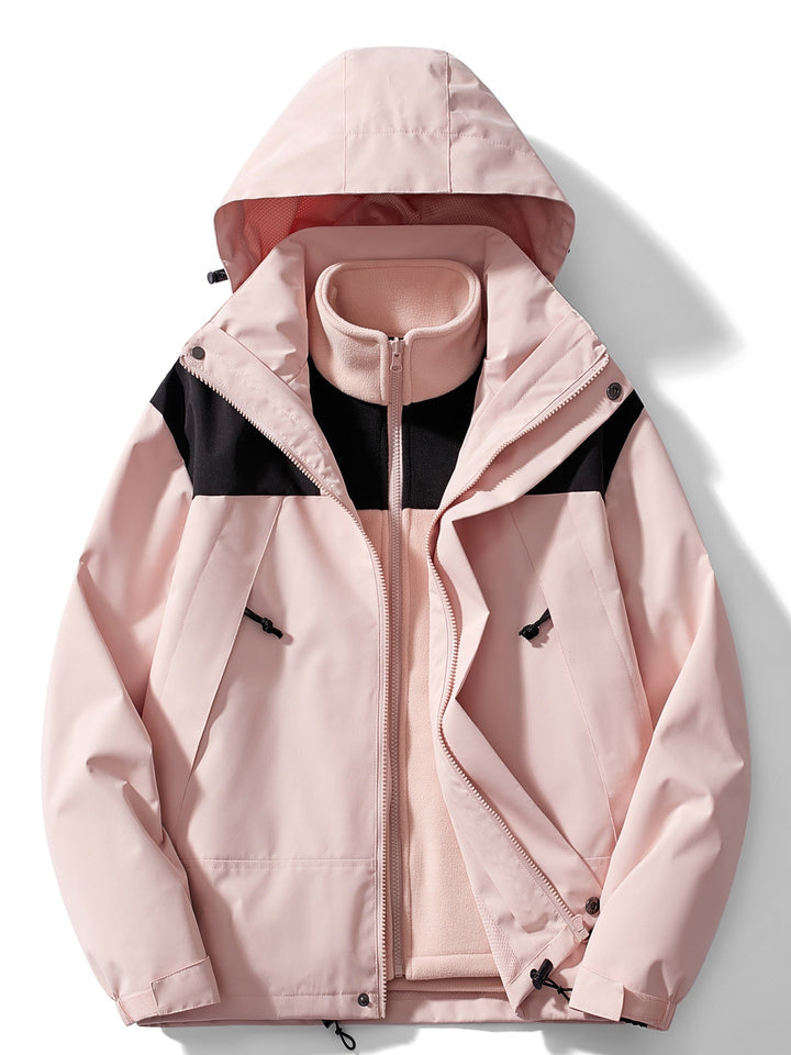 3-in-1 Waterproof Windproof Outdoor Jacket with Detachable Hood