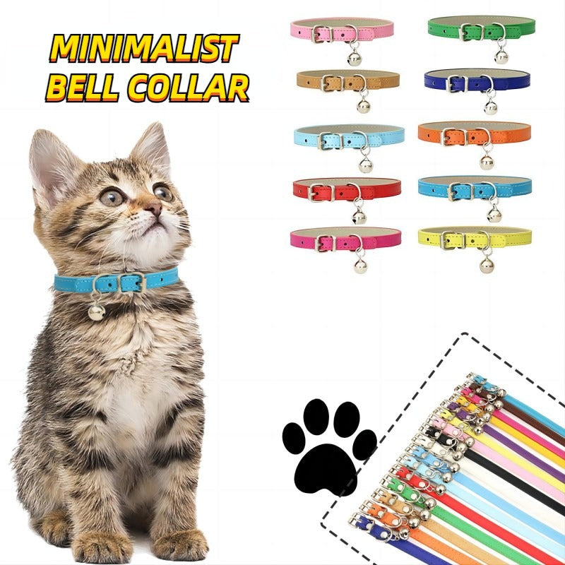 Adjustable Cat Collar with Bell – Durable Faux Leather with Safety Buckle for Cats of All Sizes