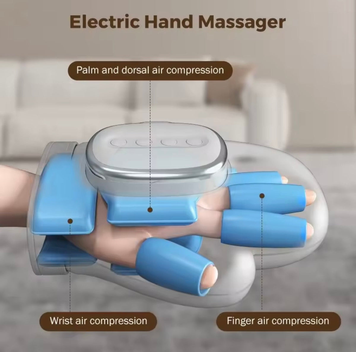 Air Compression Hand Massager with Heat, 3 Modes, 5 Intensity Levels and 2000mAh Rechargeable Battery