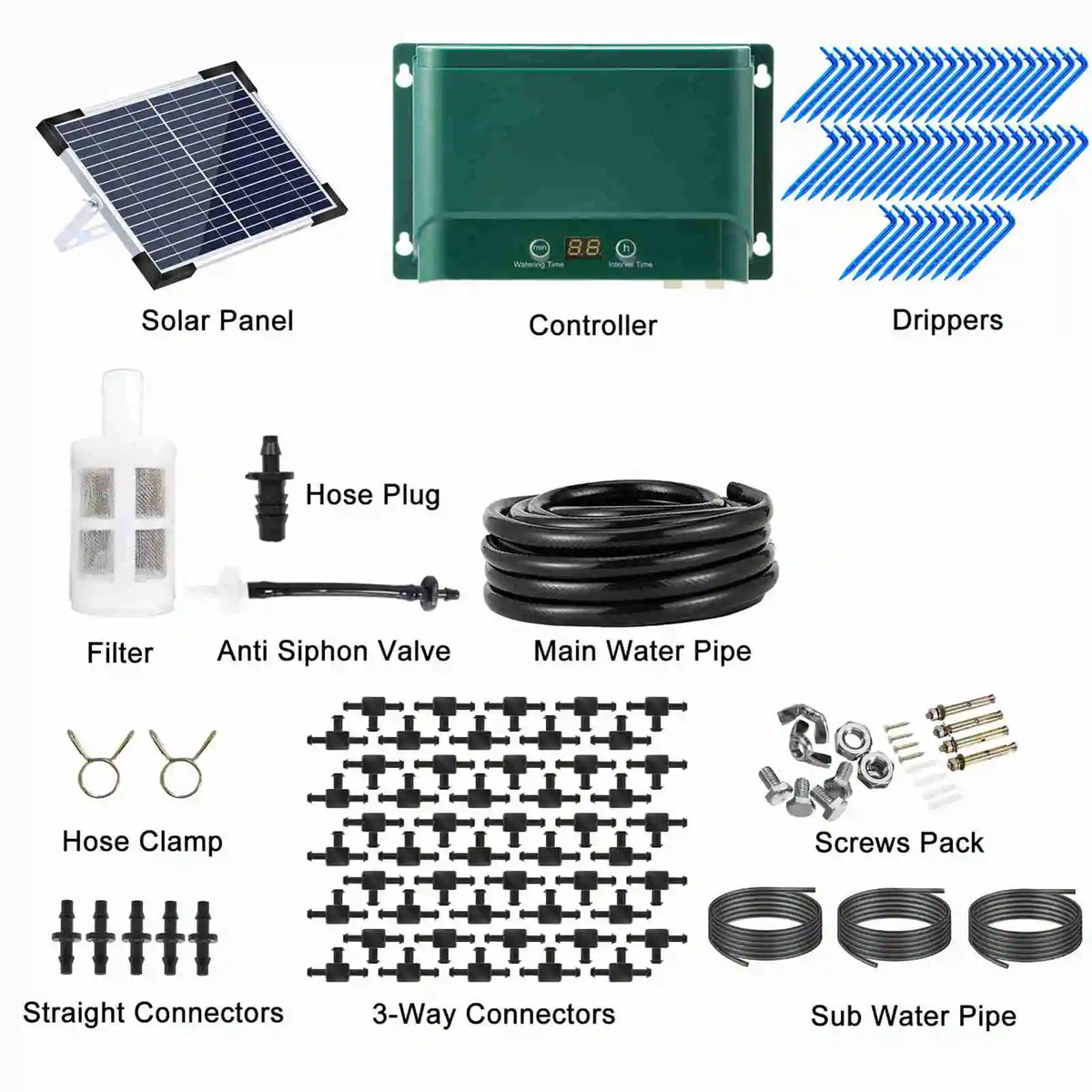 Automatic Solar Drip Irrigation System Kit with 30 Modes and 7 Timers