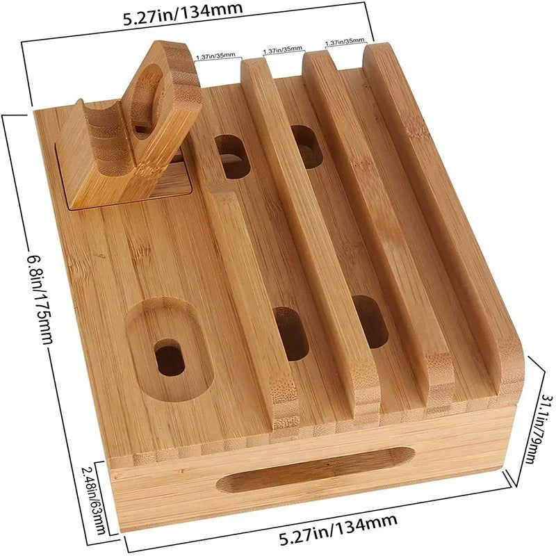 Bamboo Charging Station – 5-Port USB Organiser