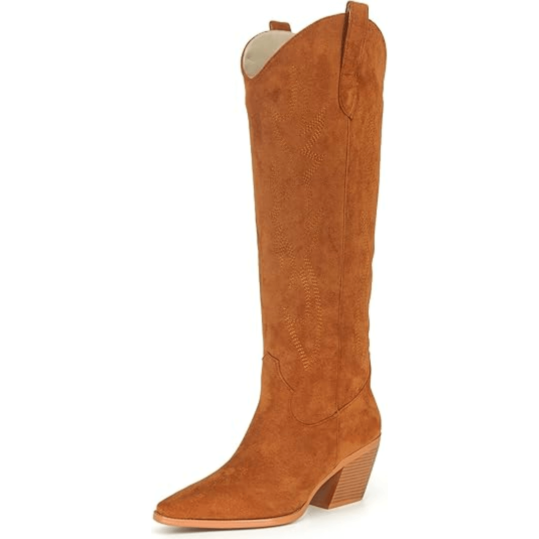 Embroidered Knee-High Boots