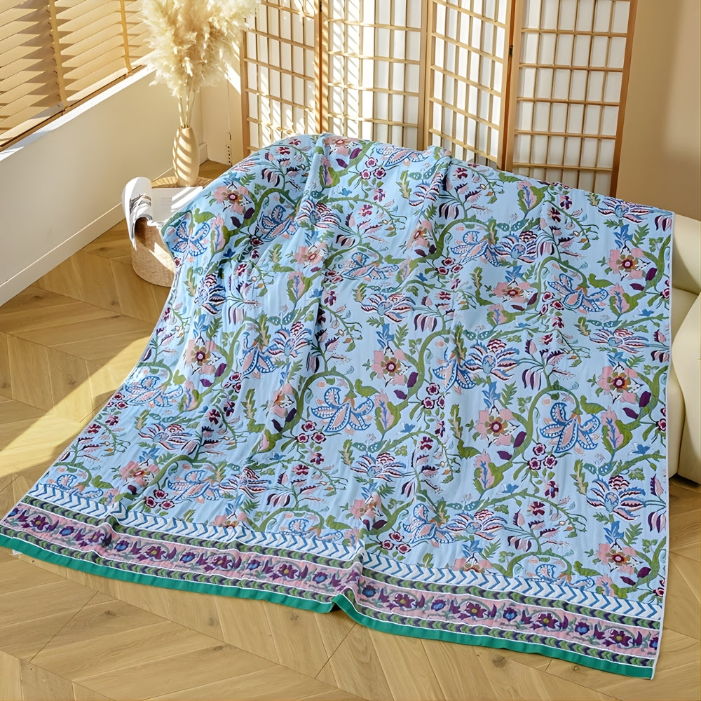 European Floral Reversible 100% Cotton Blanket