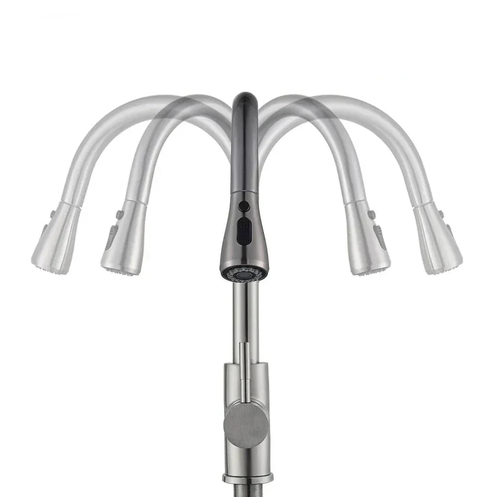 Flexible Kitchen Faucet with Nickel Finish