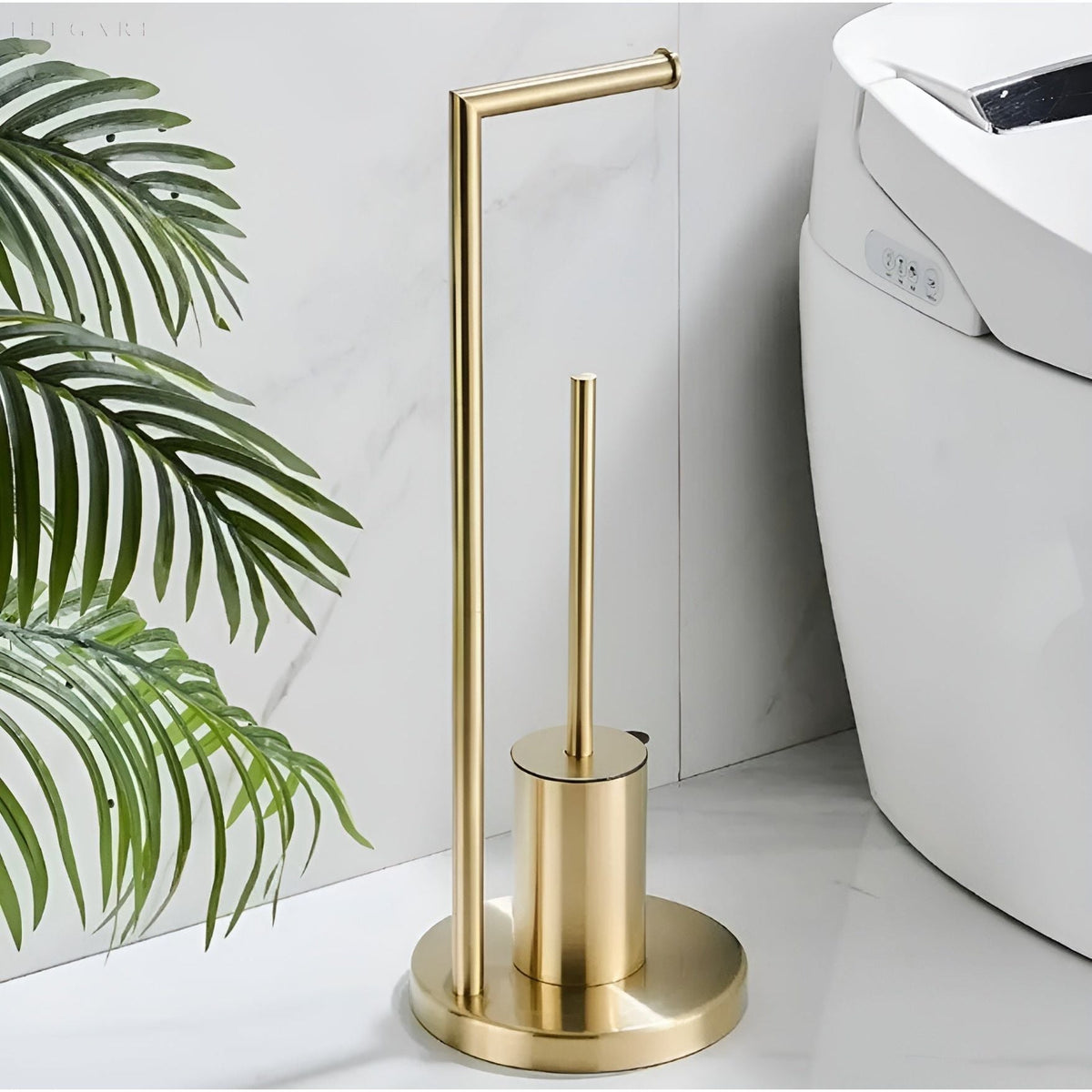Functional Toilet Paper Holder with Integrated Brush – Space-Saving Design for Modern Bathrooms