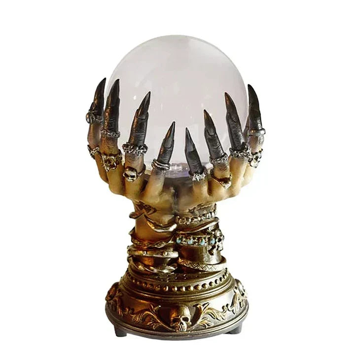 Gothic Plasma Table Lamp with Sculpted Base and Hypnotic Light Patterns