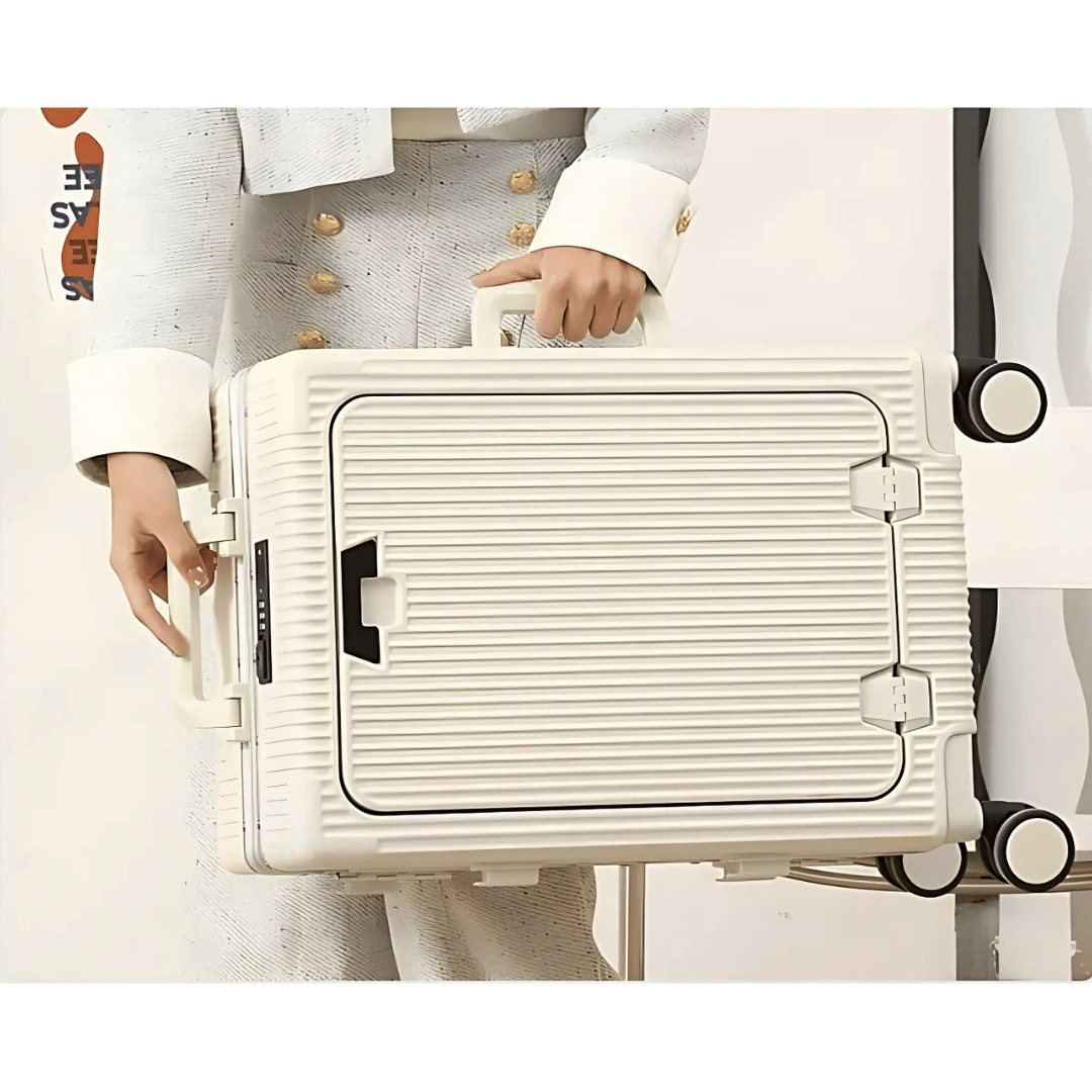 Hard Shell Carry-On Suitcase with Aluminium Frame, Laptop Compartment & USB Ports