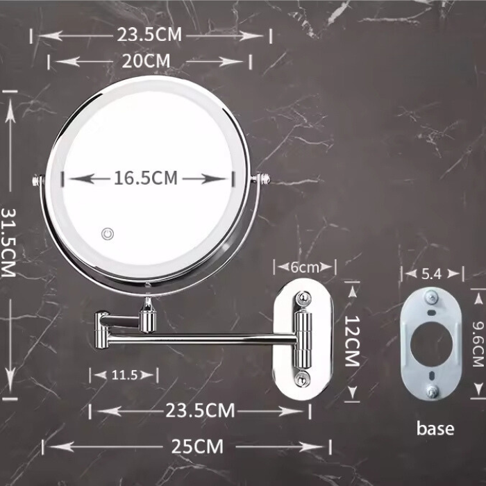 Illuminated Makeup Mirror with Touch Control and Dual Magnification