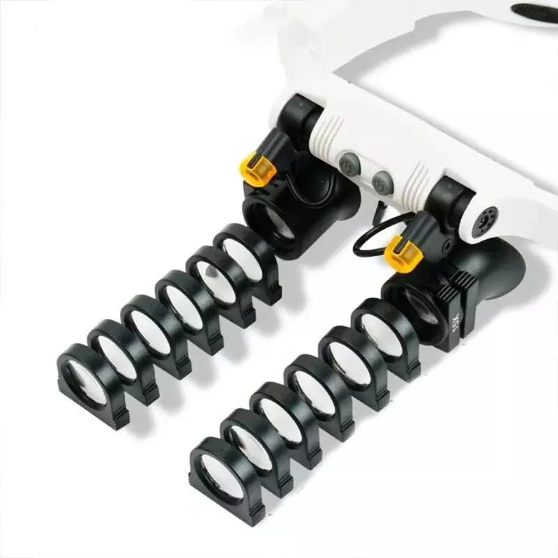 Jeweler's Headband Magnifying Glasses with LED Light and 8 Lenses