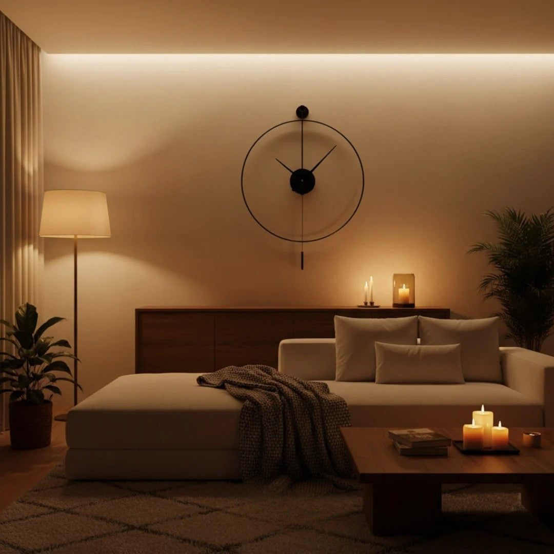 Large Silent Wall Clock with Pendulum