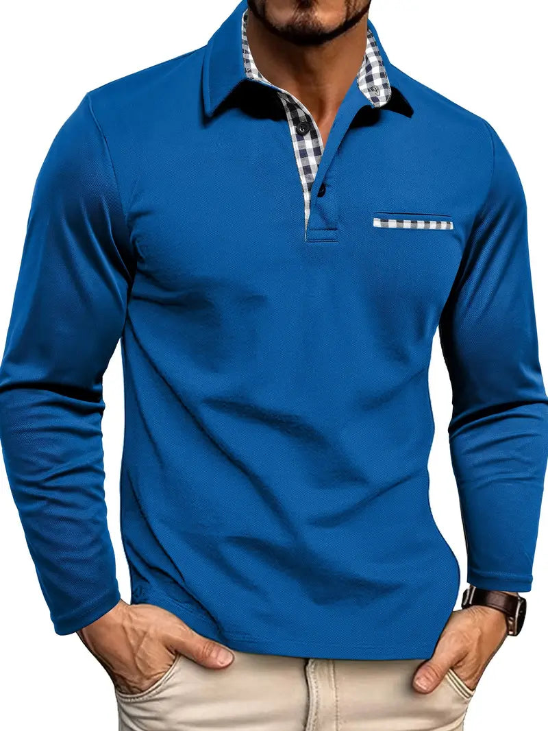 Men's Casual Long-Sleeve Polo Shirt - Comfort & Style