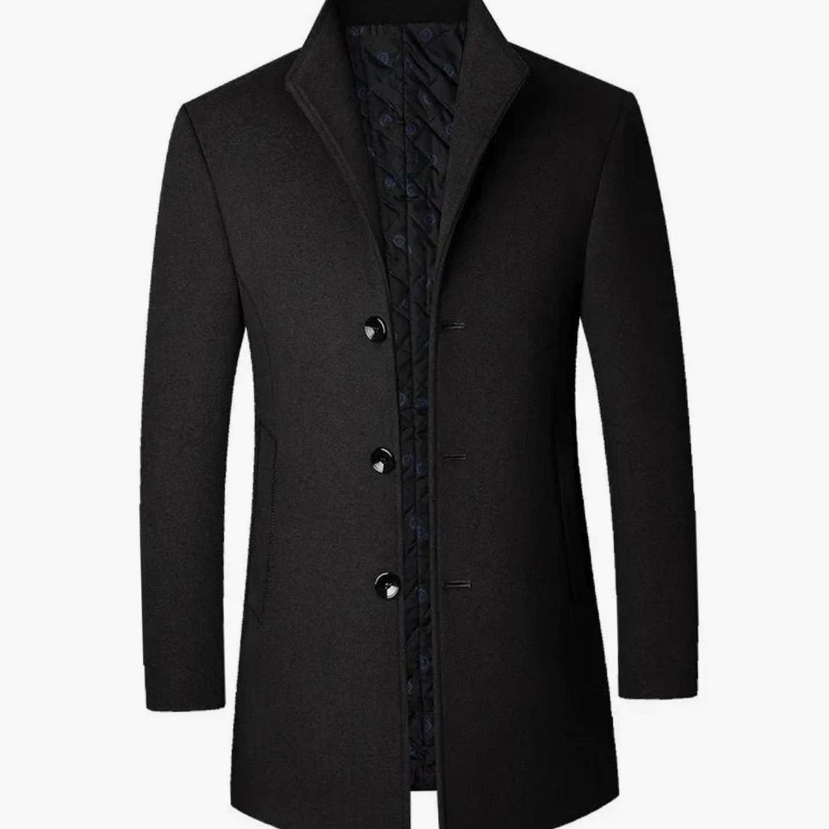 Men's Cold-Weather Tailored Single-Breasted Overcoat