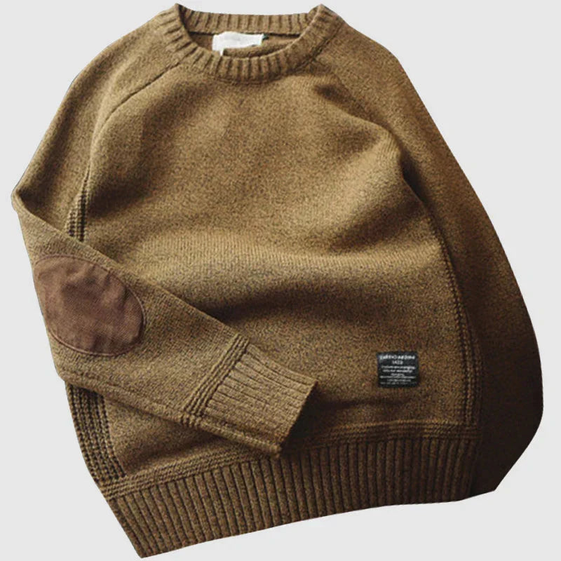 Men's Crewneck Elbow Patch Sweater