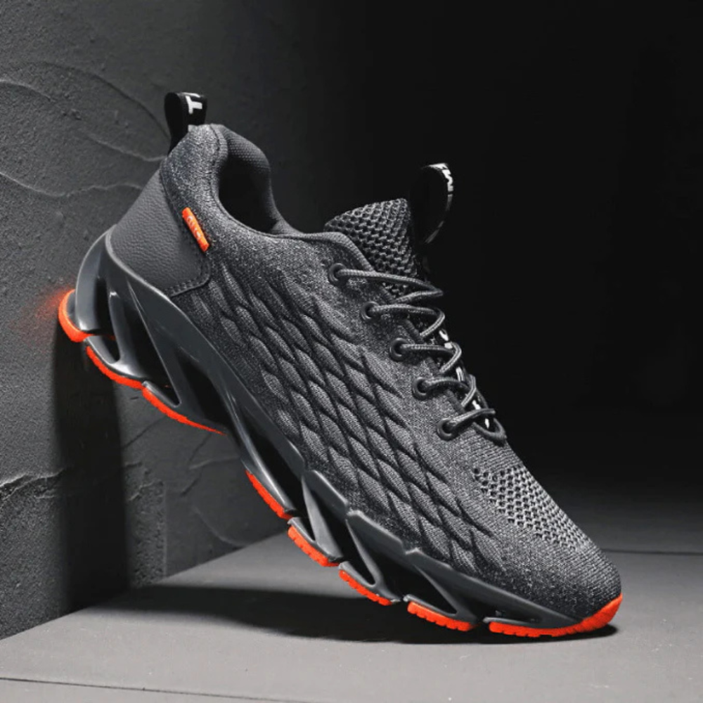 Men's Cushioned Running Shoes with Breathable Upper – Lace-Up Athletic Sneakers