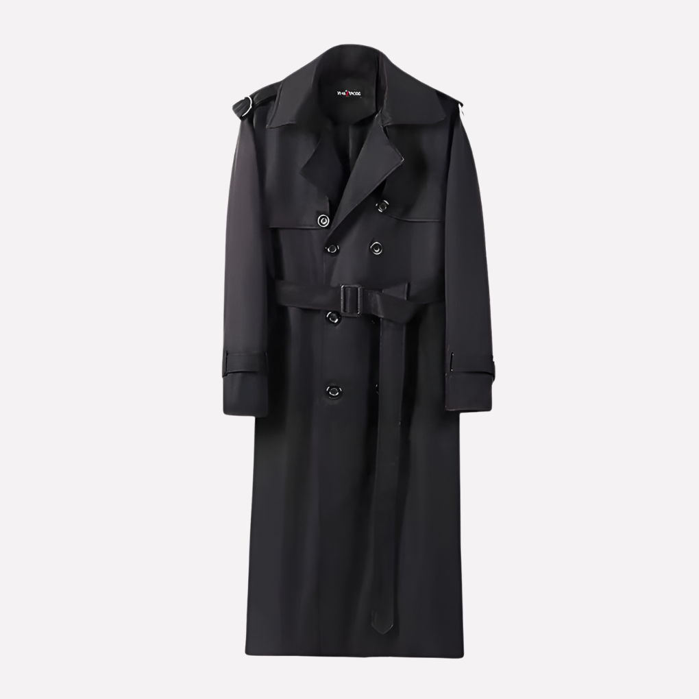 Men's Over-the-Knee Buttoned Trench Coat