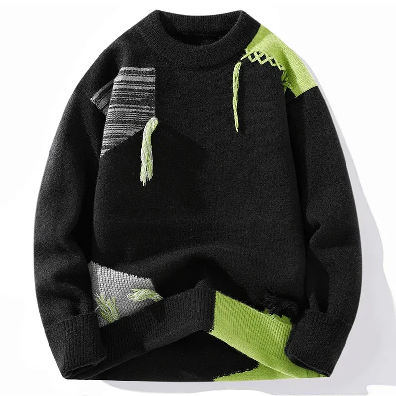 Men's Patchwork Crewneck Sweater