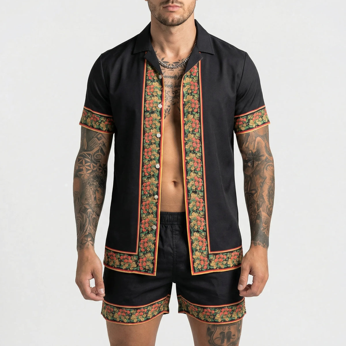 Men's Printed Relaxed Fit Two-Piece Summer Set