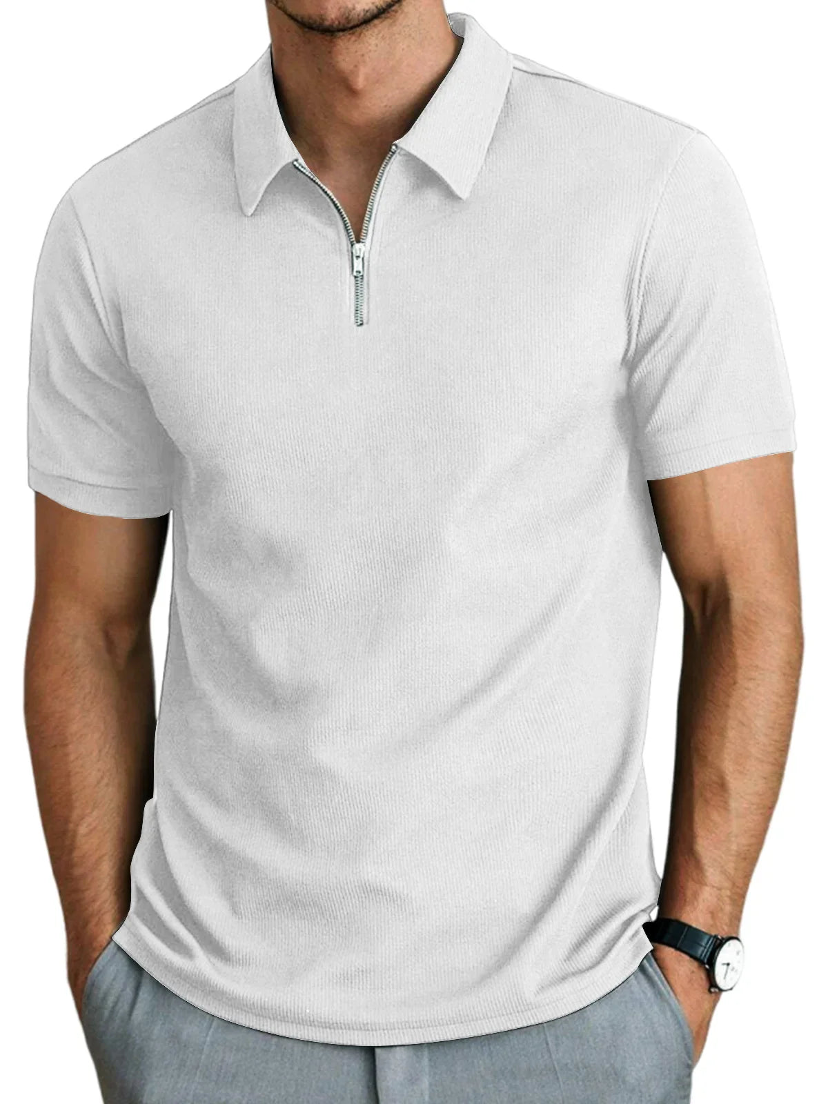 Men's Short-Sleeve Zip Polo Shirt
