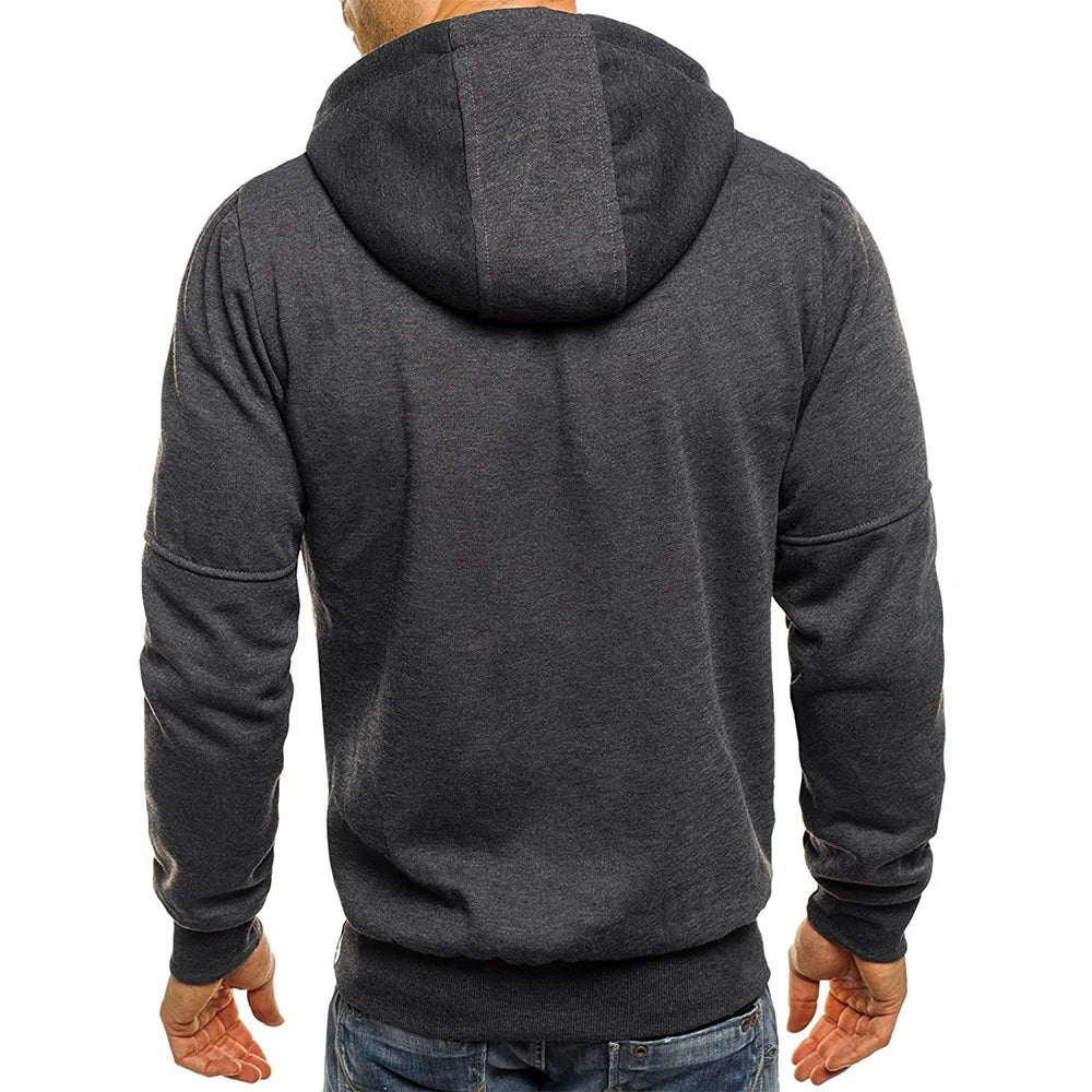 Men's Slim Fit Black Zip-Up Hoodie – Stylish and Comfortable for Everyday Wear and Sports