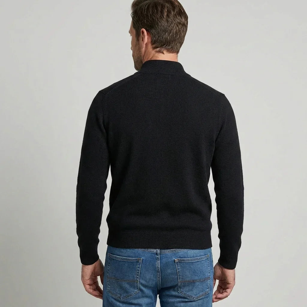 Men's V-Neck Zip Pullover - Ideal for Spring