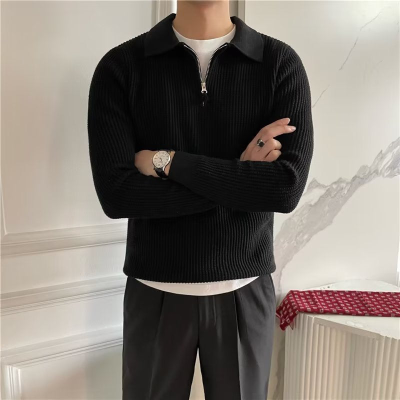 Men's Zip-Up Collared Sweater