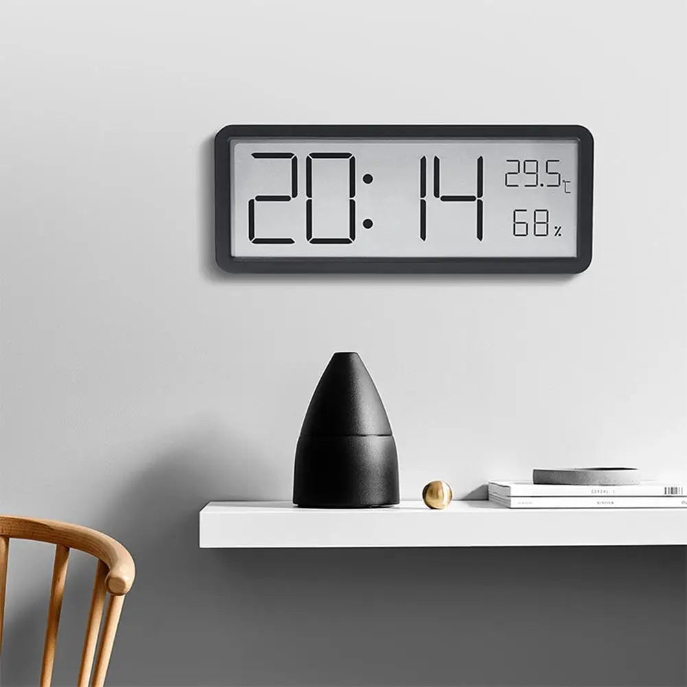Modern Minimalist Digital Wall Clock for Living Room with Temperature and Date Display