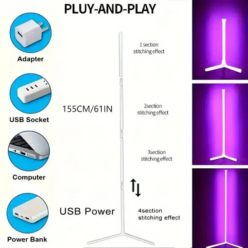 Modern RGB Corner Floor Lamp with Remote Control