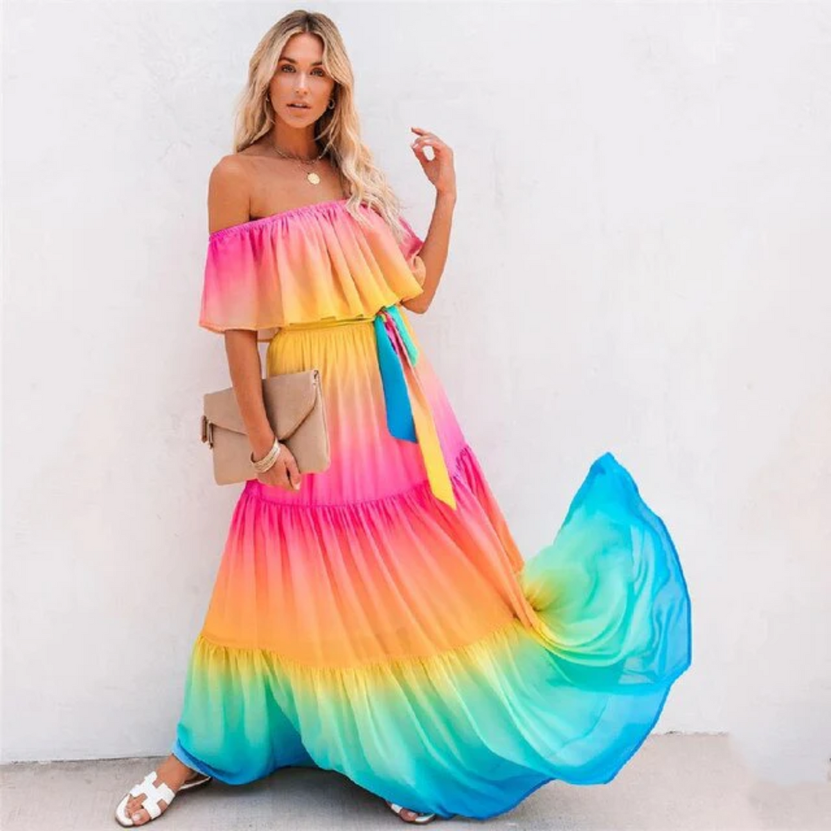 Multicolored Form-Fitting Summer Dress