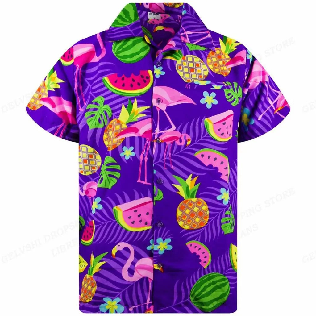 Nico - Men's 3D Flamingo Print Hawaiian Shirt