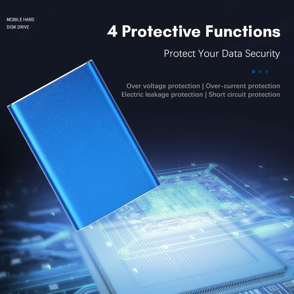 Portable 1TB USB 3.0 External Hard Drive with Metal Casing and High-Speed Transfer