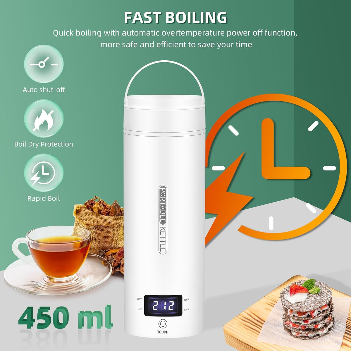 Portable Electric Travel Kettle with LCD Display and Auto Shut-Off