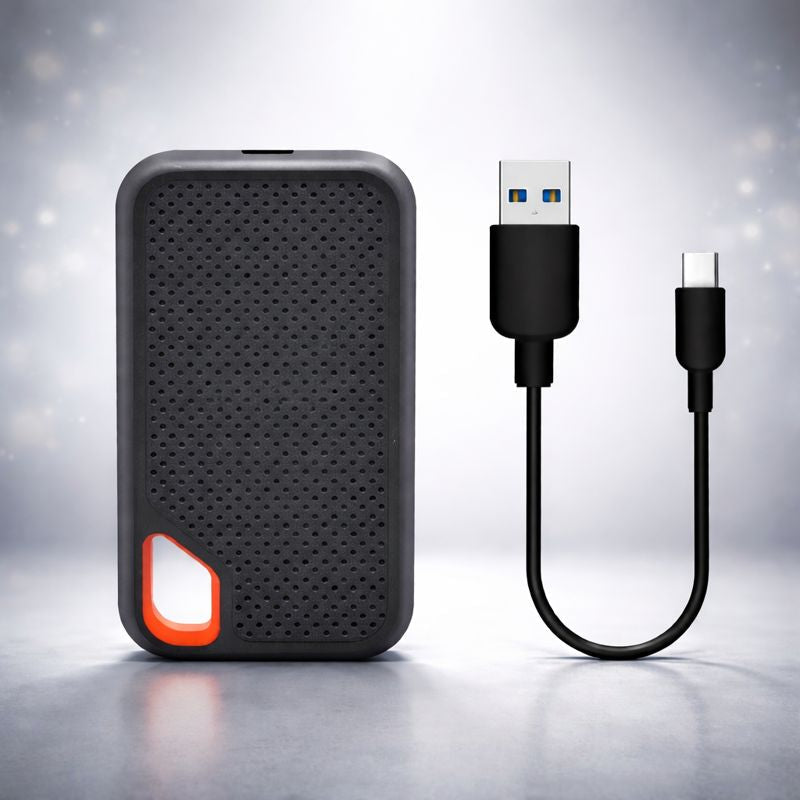 Portable External SSD with USB-C Connector – Compact Anodized Aluminum Design for Fast File Transfers