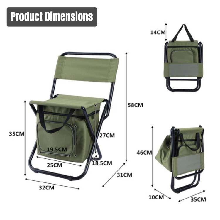 Portable Folding Camping Chair with Cooler Bag