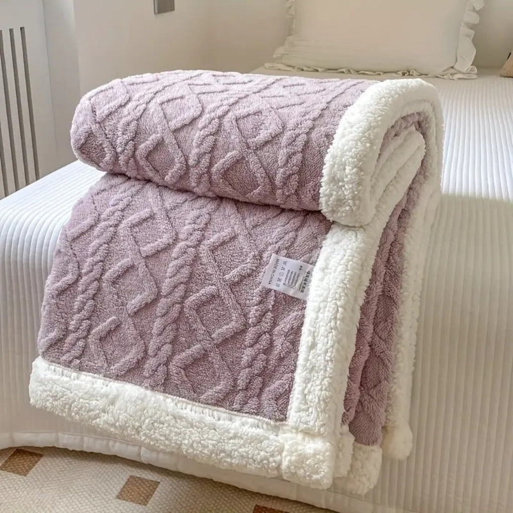Sherpa Blanket with Diamond Pattern
