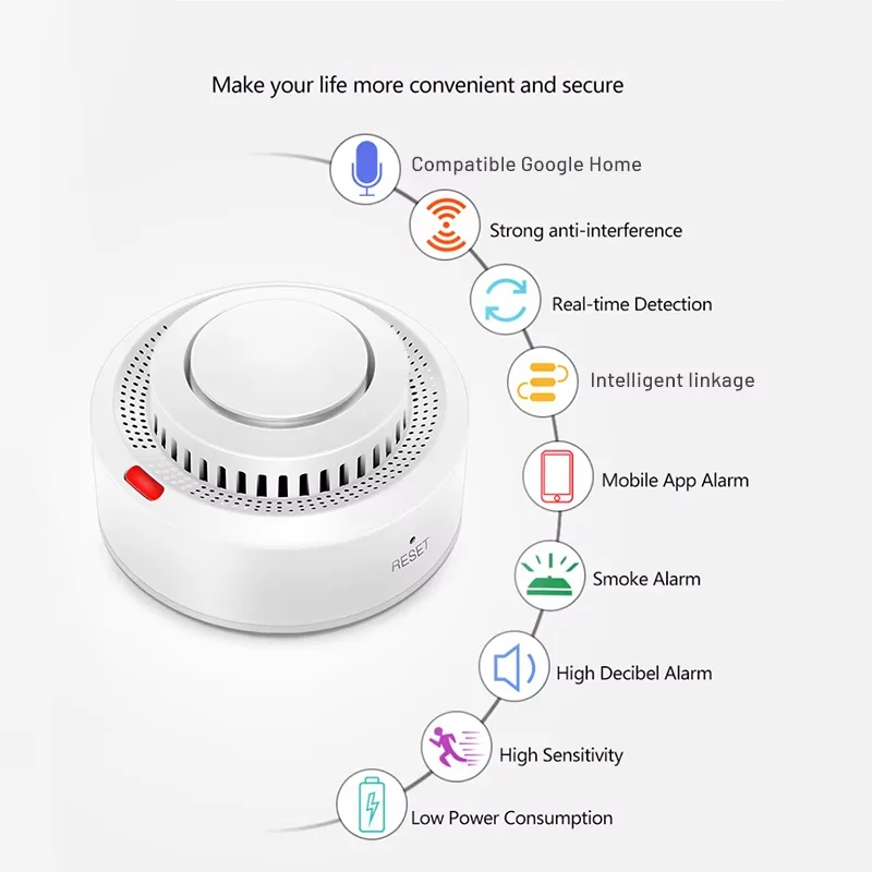 Smart WiFi Smoke Detector Fire Alarm 85dB