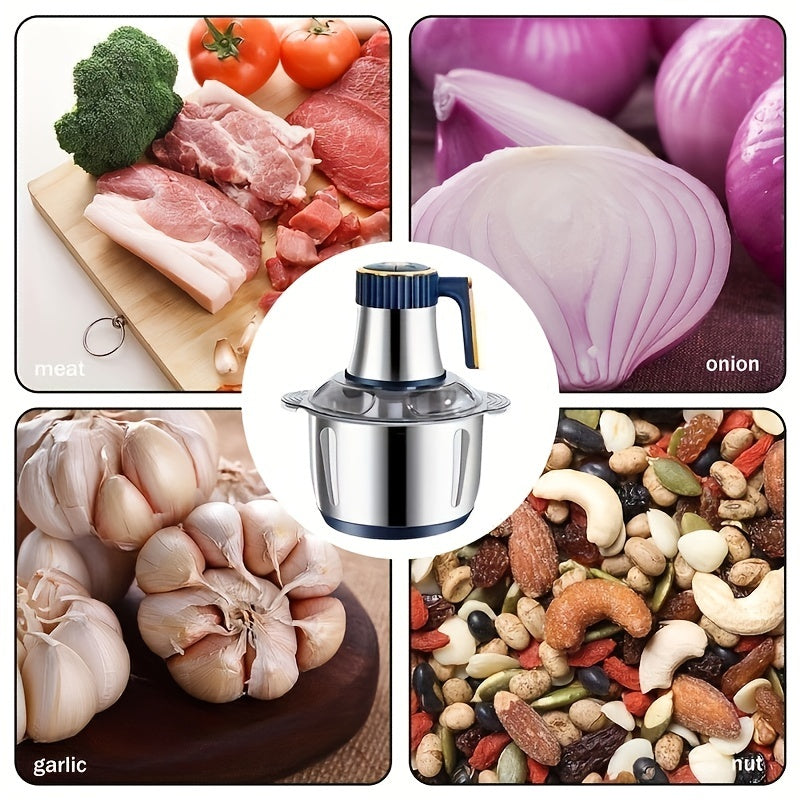 Stainless Steel Food Processor – Meat Grinder & Vegetable Chopper (5L, 5000 RPM)