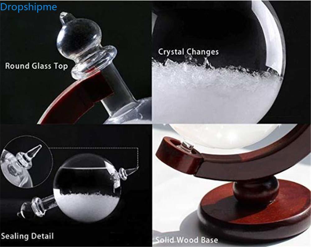 Storm Glass Weather Forecast Bottle Desktop Barometer with Wooden Base
