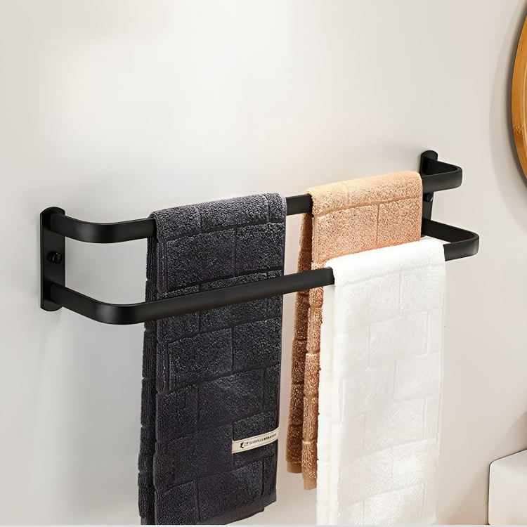Towel Rail with Hooks and Storage – No Drilling