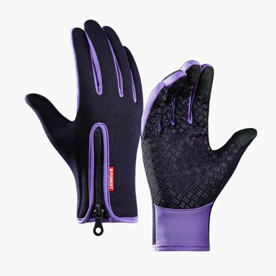 Unisex Gloves with Zipper and Textured Surface