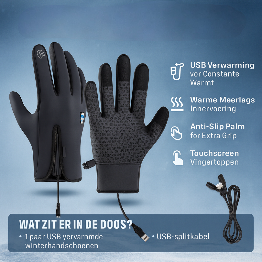 USB-Heated Outdoor Touchscreen Winter Gloves