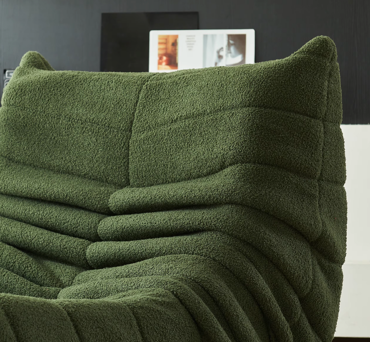 Velvet Bean Bag Sofa with Backrest and Memory Foam
