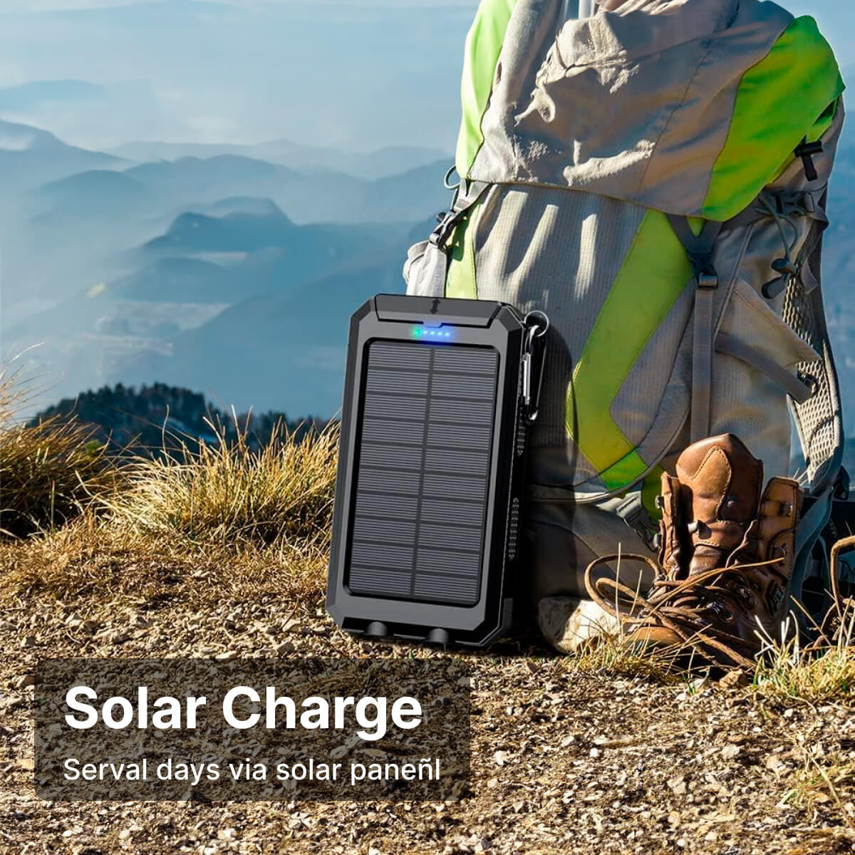 Waterproof Solar Power Bank with Dual USB Ports