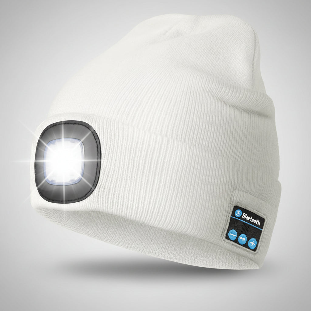 Winter Beanie with Bluetooth Speakers and LED Headlight