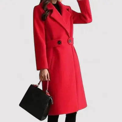 Women's Belted Coat with Statement Buttons