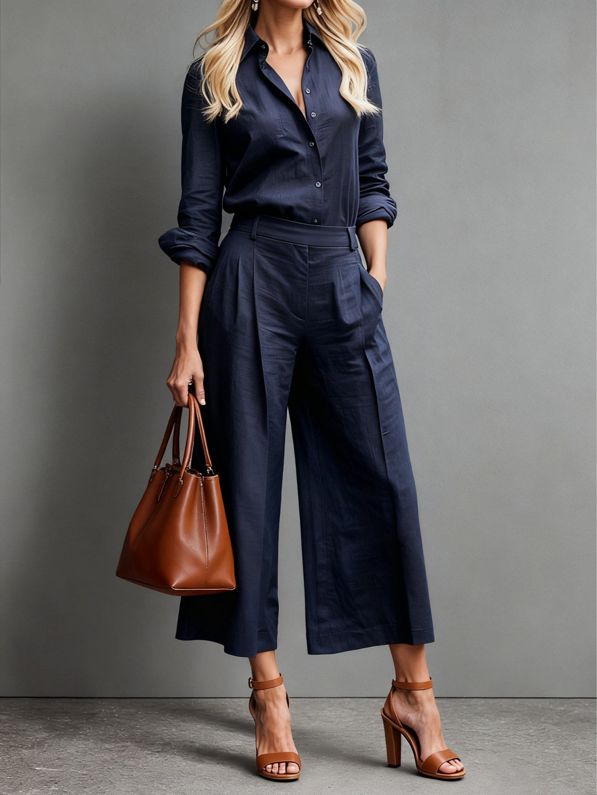 Women's Chic Two-Piece Matching Set with Wide-Leg Pants