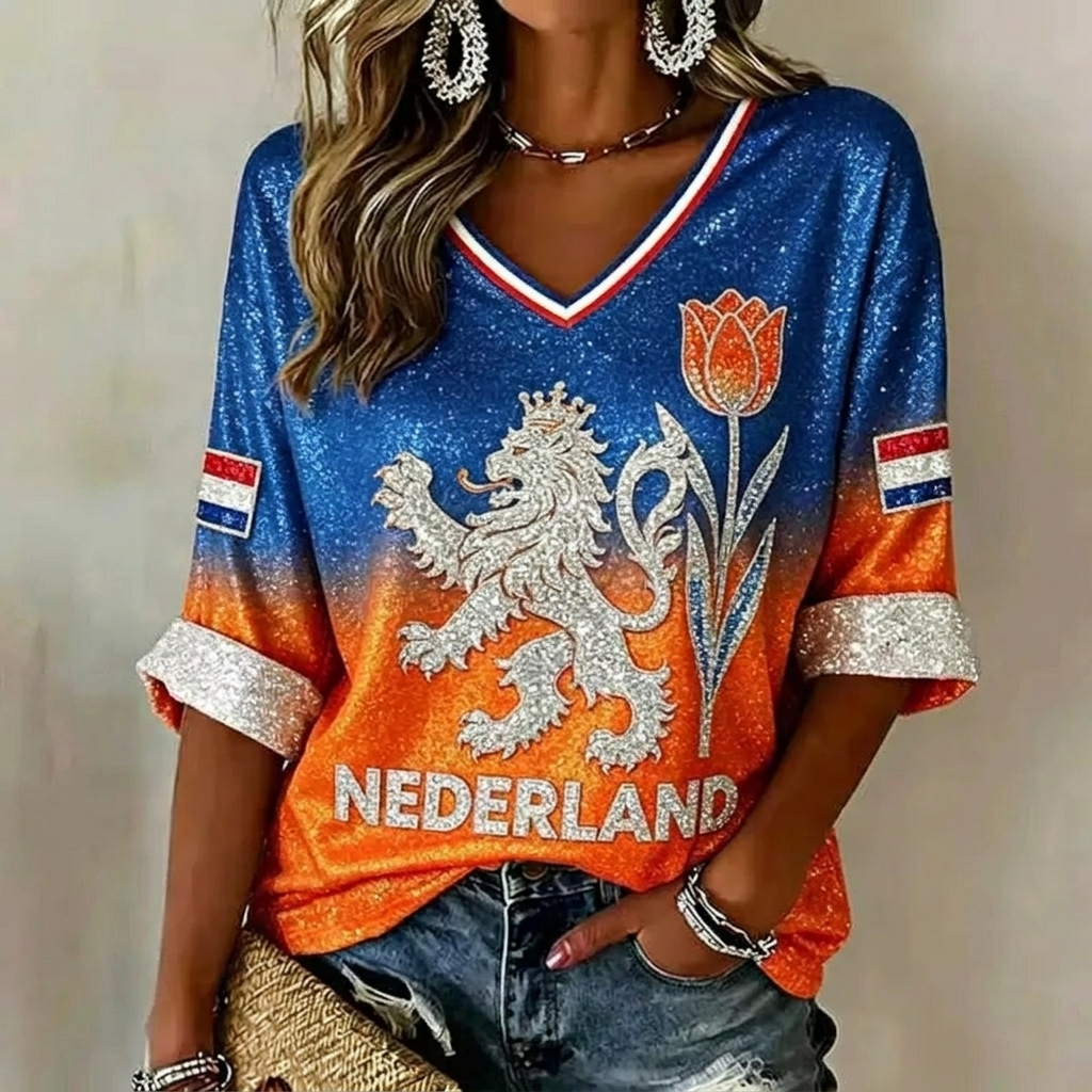 Women's Fitted Orange World Cup Top