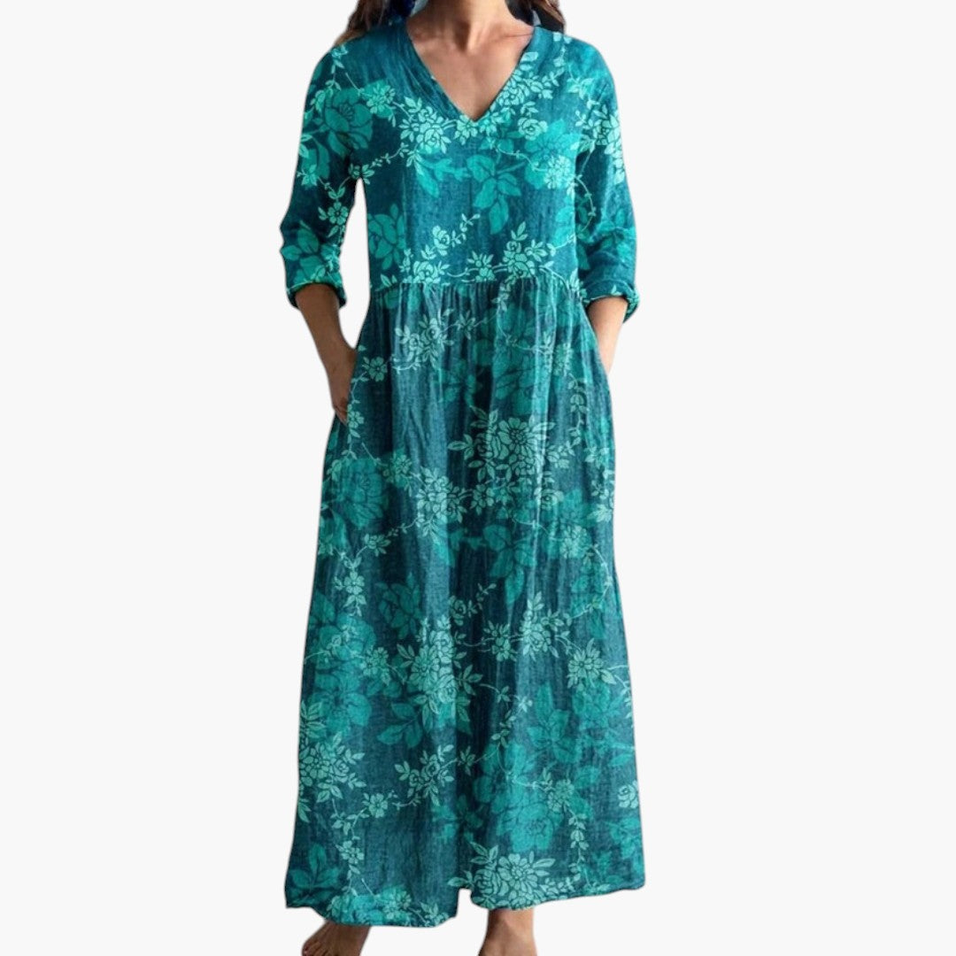 Women's Floral V-Neck Maxi Dress