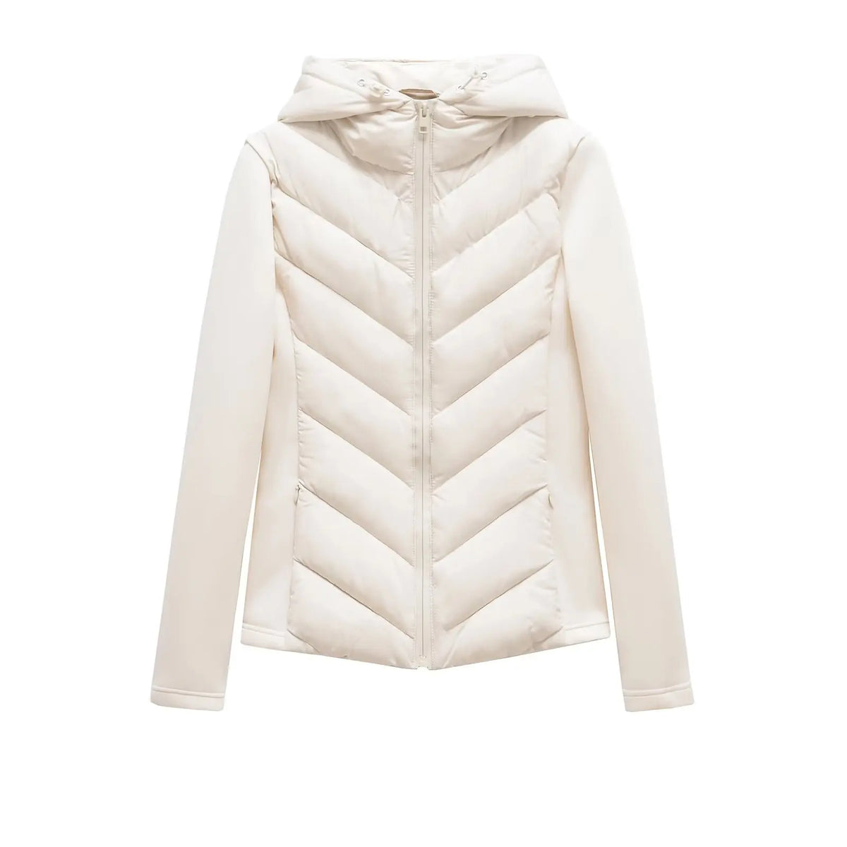 Women's Lightweight Padded Winter Jacket with Hood and Hidden Pockets